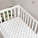 Husa saltea patuț bebe copii din bumbac 120 x 60 cm, Inimioare bej-gri (2)